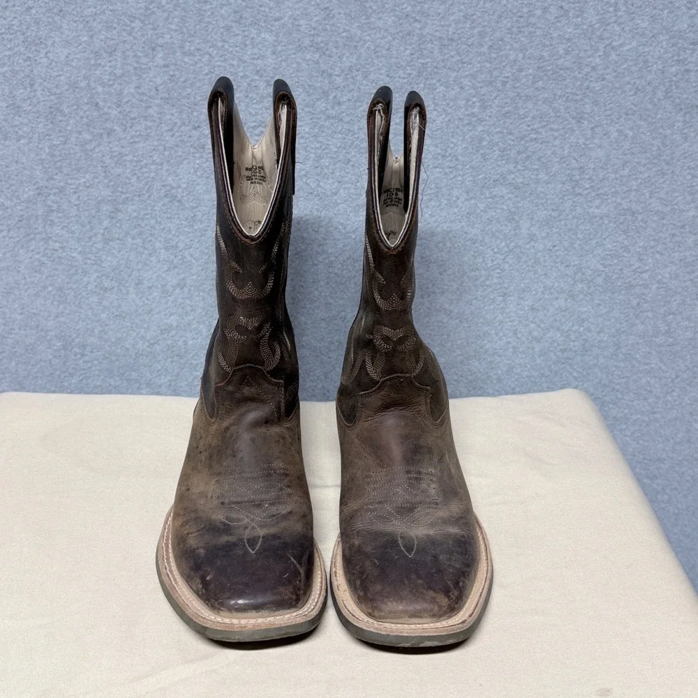 Cody James Kids Brown Leather Western Cowboy Boots Square Toe Size 3 D